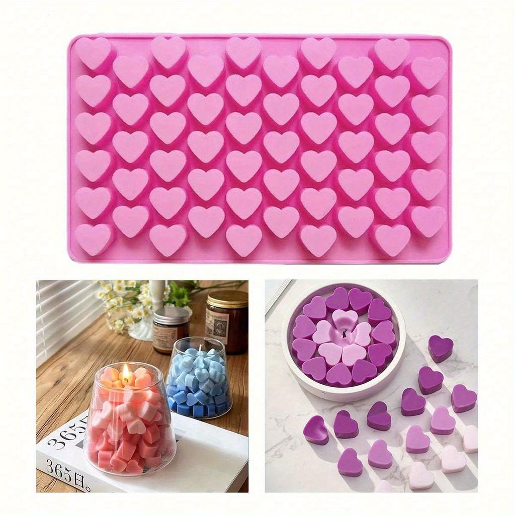 1pc 55 Holes 3D Mini Heart-Shaped Making Silicone Mold DIY Decorating Candle Silicone Mold for DIY Candles, Perfect Gift for Women, DIY Lovers