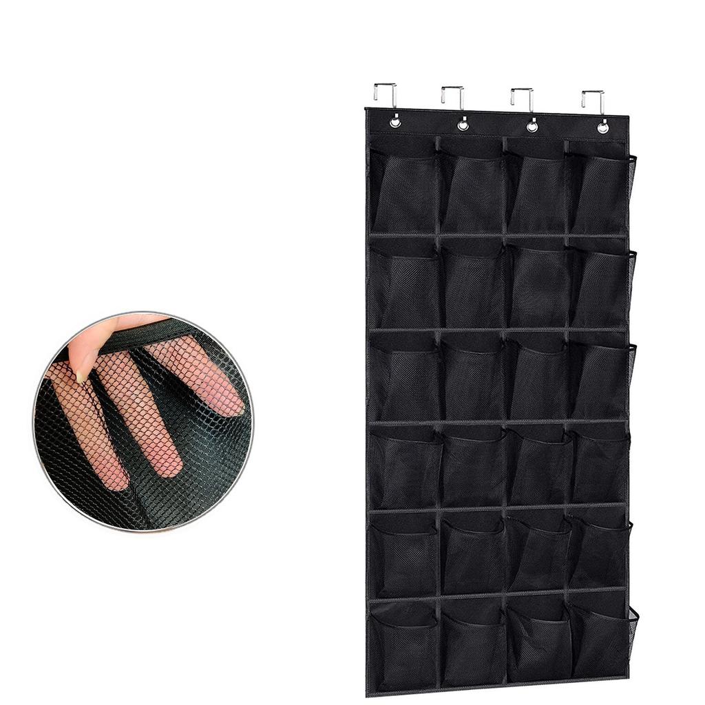 Over The Door Shoes Storage Rack Large Capacity 24 Grids Hanging Shoes Organizer Bag Bedroom Slipper Storage Bag Save Space