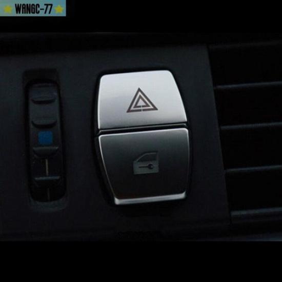 For BMW 5 Series F10 F07 Car Warning Lamp Button Cover Trim Chrome ABS Decals