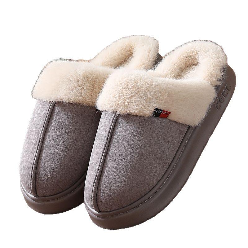Winter cotton slippers EA thick-bottomed velvet warm home couple comfortable warm feet odorless, fluffy slippers