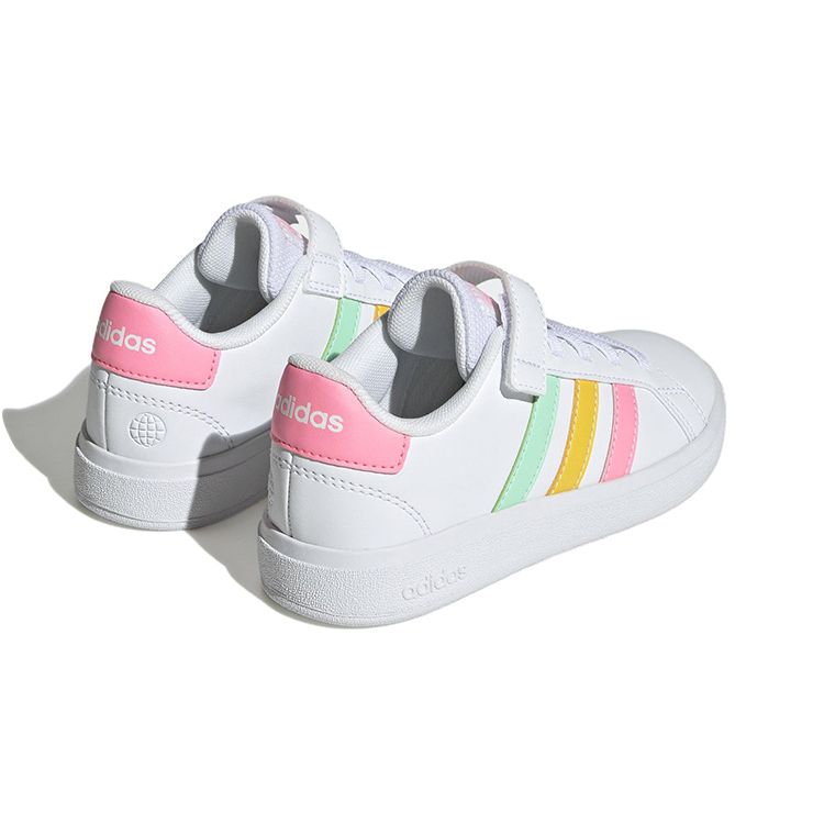 Adidas Grand Court 2.0 Little Kid White Multi-Color Kids Sneakers Cloud-White Pulse-Mint Beam-Pink HP8913