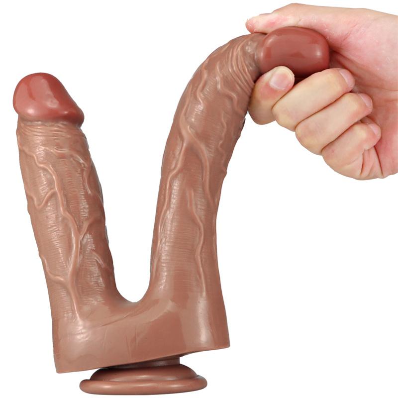 Zwei-zinkiger Simulations-Dildo Anal-Plug Masturbationsgerät Weiblicher Hinterhof Anal-Plug Dildo Erwachsenenprodukte