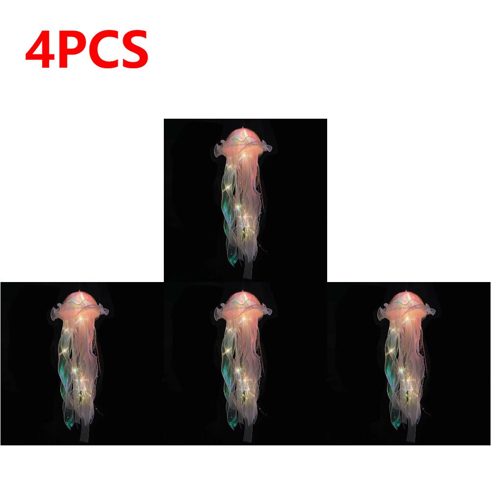 Gradient Jellyfish LED Night Light Handmade Pendant Lamp Colorful Hanging Light for Indoor Outdoor Garden Festival Decoration