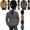 Thick Mens Knitted Shawl Collar Double Breasted Cable Knitwear Cardigan Sweater