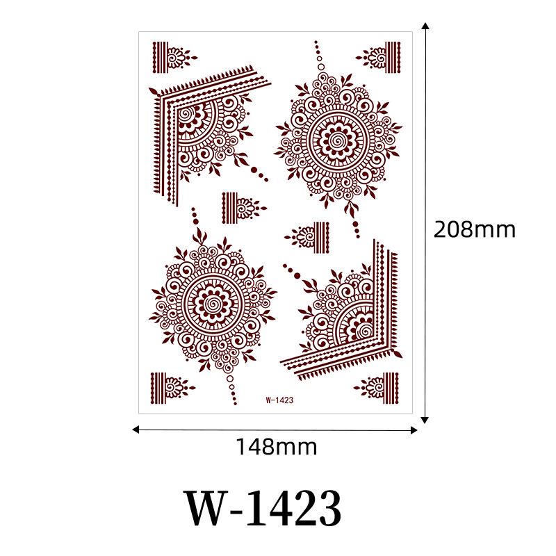Zhengxiang 2025 Waterproof Brown Floral Lace Henna Tattoo Sticker