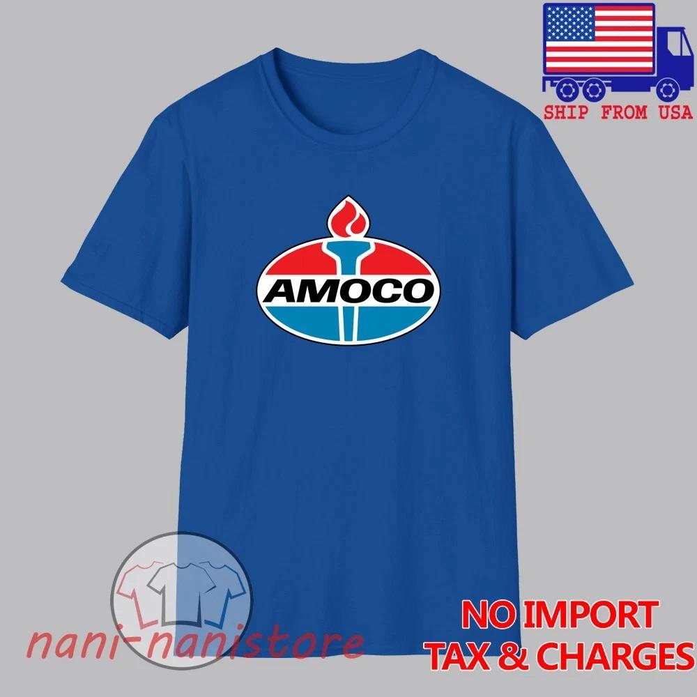 Amoco Oil Racing Car Motorcycle Men s Blue Size S-5XL S
