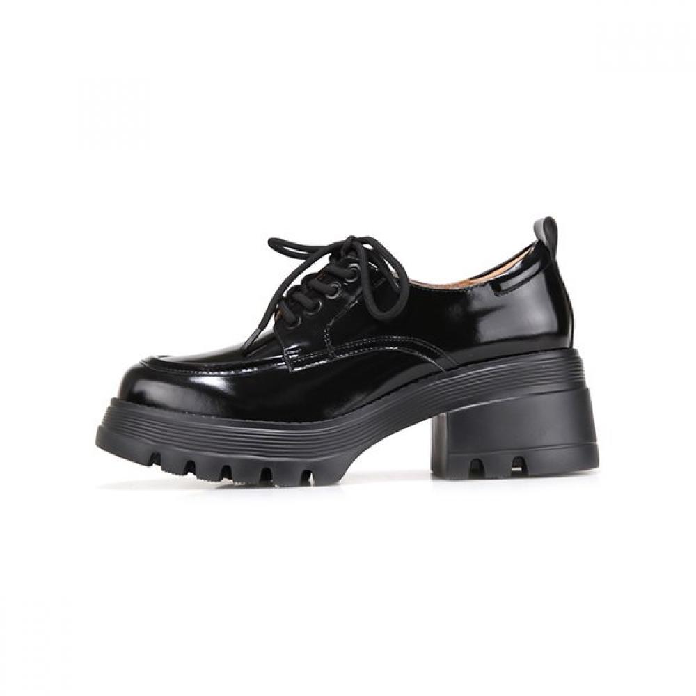 BARBARA Cowhide Enamel Shoelace Derby Loafer 6cm Bbi144bk