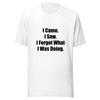 I Came I Saw I Forgot What I Was Doing Funny Sarcastic T-Shirt