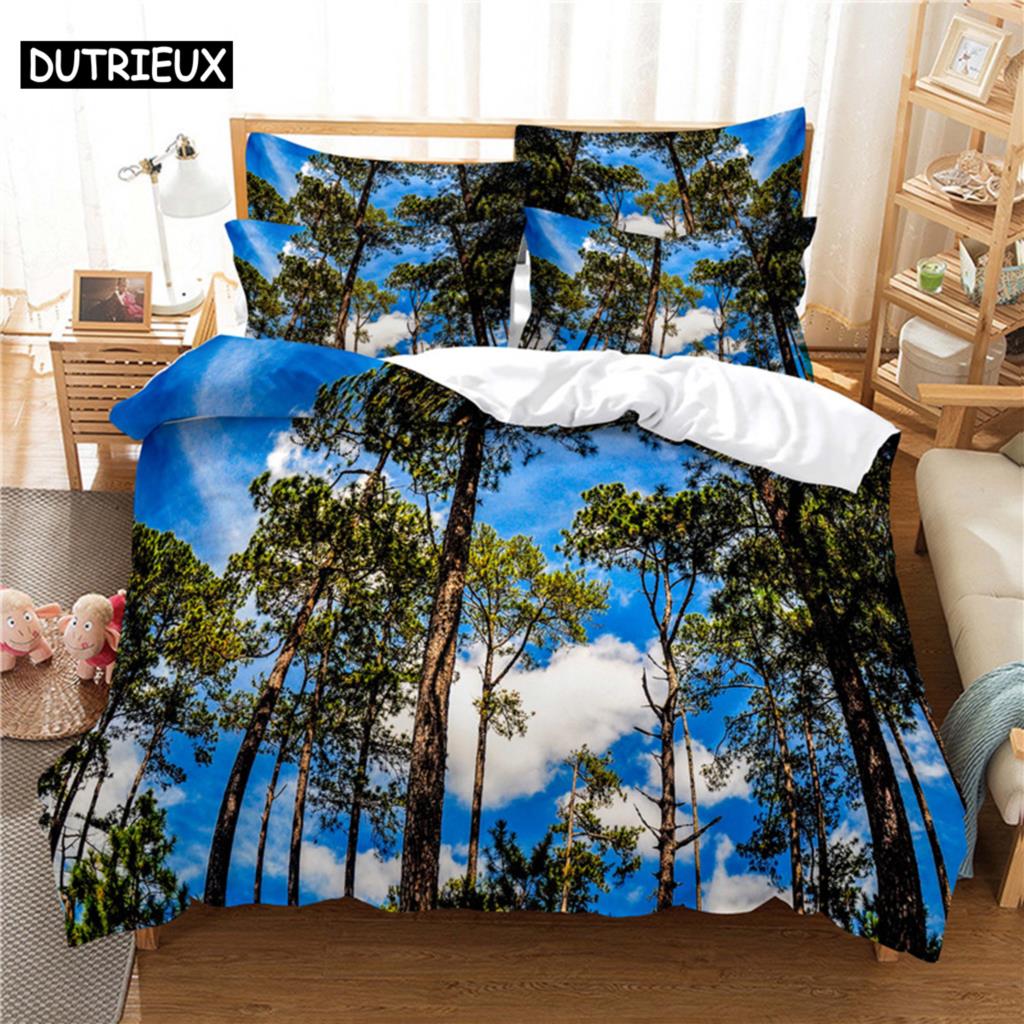 3D Digital Printing Fashion Design Colourful Woods Bedding Set Queen Size Duvet Cover Set