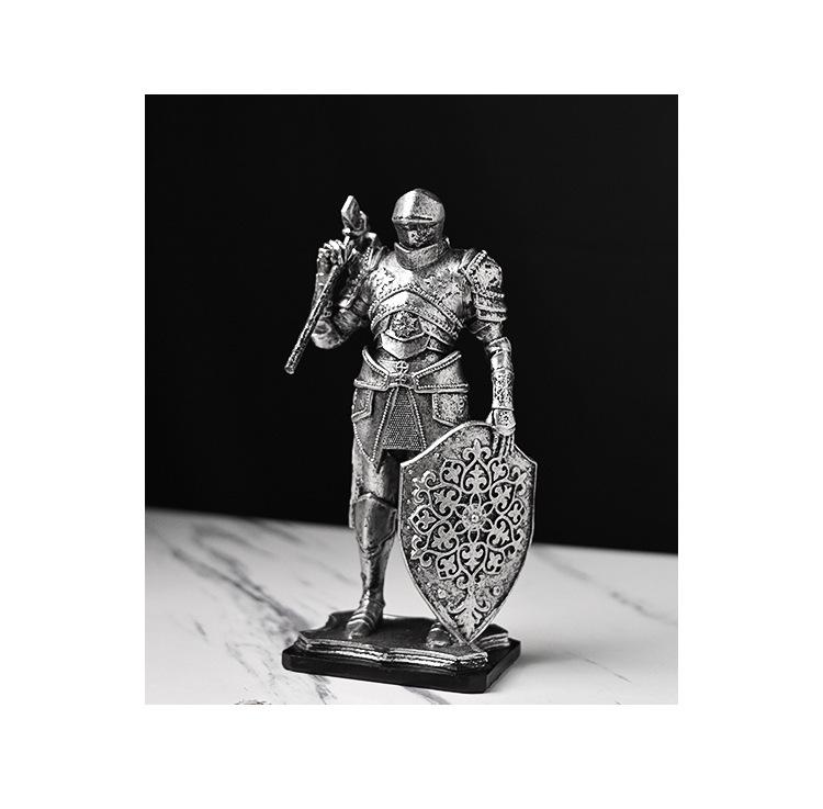 Nordic Retro Guard Knight Figurine: Resin Handicraft for Home or Office Decor