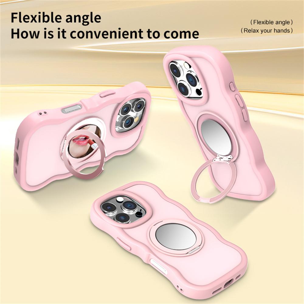 For iPhone 16 Pro Case Compatble with MagSafe Kickstand TPU+PC Phone Cover Built-In Mirror
