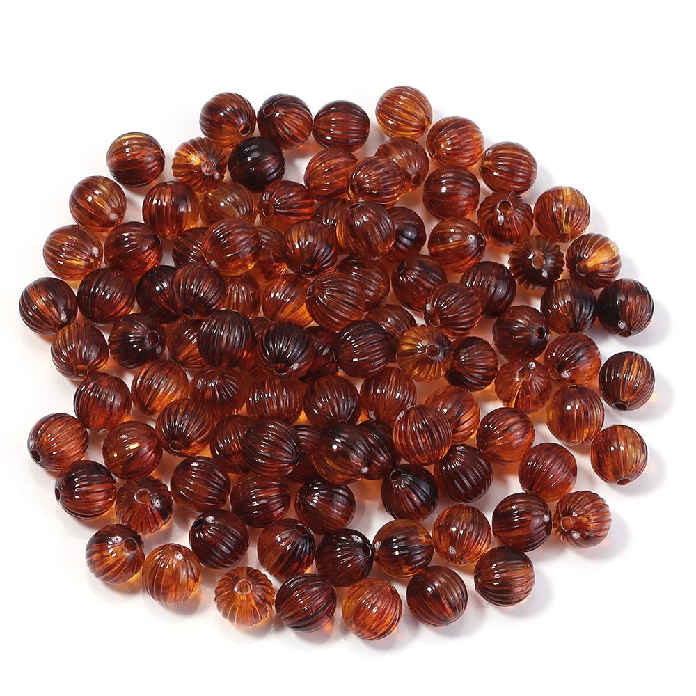 10-100pcs/lot Amber Color Acrylic Beads Oval Heart Pumpkin Shape Loose Spaced Beads For DIY Charms Bracelet Necklace Accessories