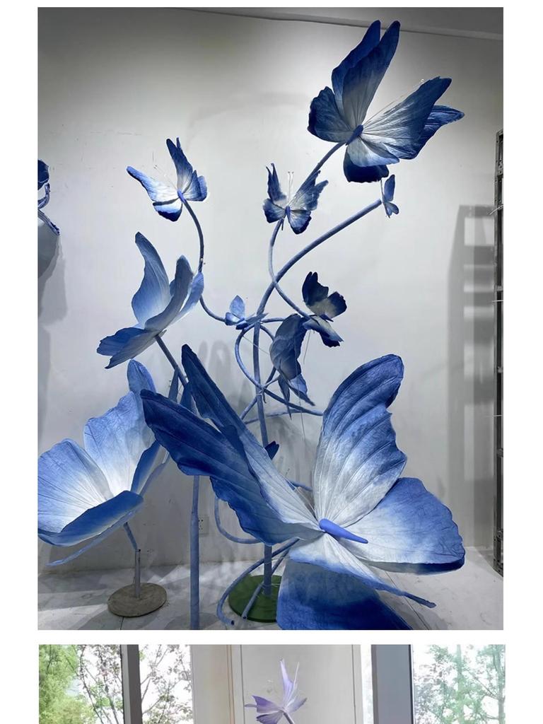 Large Pink Butterfly Art Set for Visual Merchandising, Window Decoration, Floral Display, and Hotel Landscaping