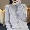 Women's 100% Cashmere Wool Loose Knit Sweater Coat - Round Neck, Spring Cardigan Style.