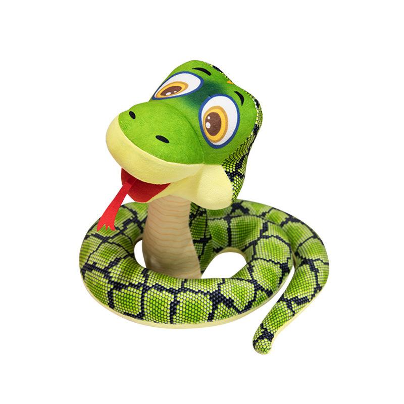 Cartoon cute sitting green snake doll plush toy zodiac snake doll children soothing pillow rag doll