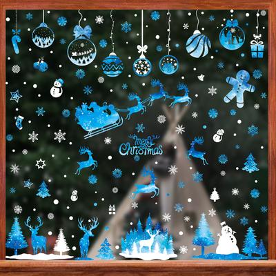 Ziemassvētku Ziemassvētku vecīša Ziemassvētku eglītes loga stikla uzlīme sniegpārsliņa siena DIY uzlīmes 2025. gada istabas loga uzlīme Jaungada mājas dekorēšana
