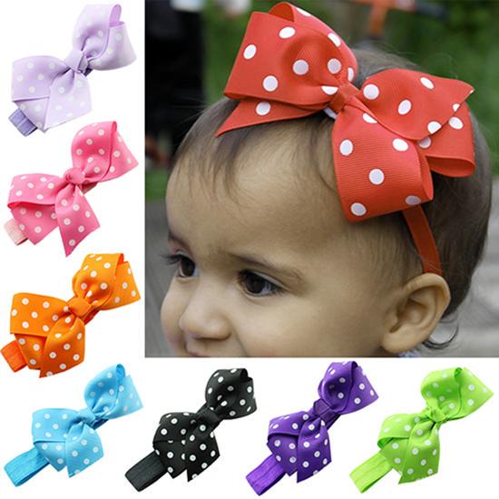 0-6 Infant Big Purple Polka Dot Bow Headband