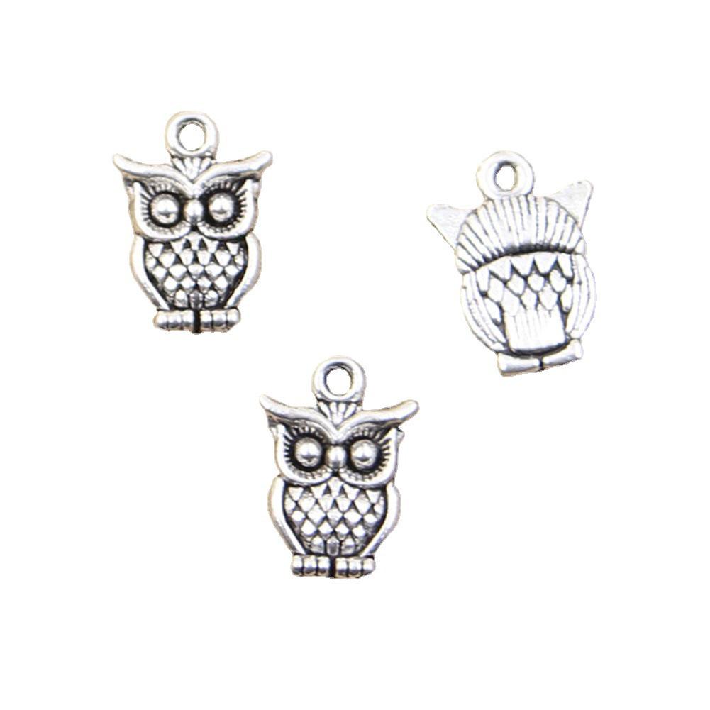 Antique Silver Owl Pendant Charm for DIY Jewelry Necklace Bracelet