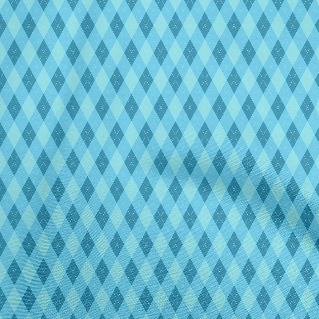 oneOone Cotton Flex Dark Teal Blue Fabric Check Argyle Dress Material Fabric Print Fabric By The Yard 40 Inch