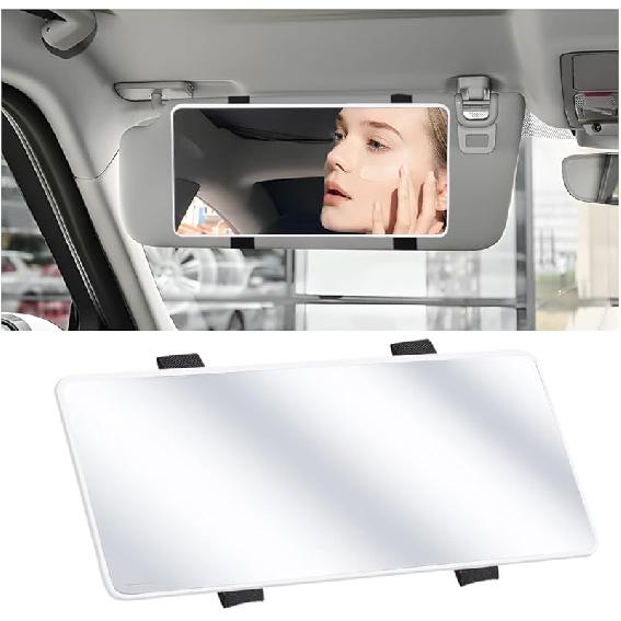 LED Car Sun Visor Vanity Mirror, Dimmable Rechargeable Vehicle Touch Screen Cosmetic Mirror With 3 Light Modes & 60LEDs, Auto Interior Rear View
