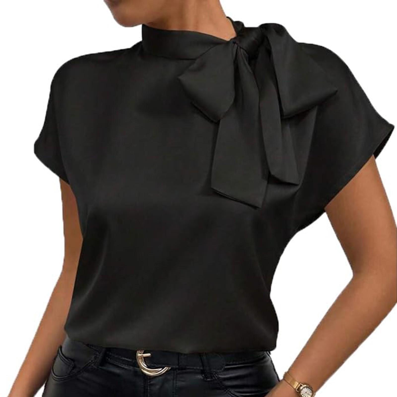 

Women s Fashionable Casual Solid Color Round Neck Short Sleeved Top Short Sleeved Top XL чорний