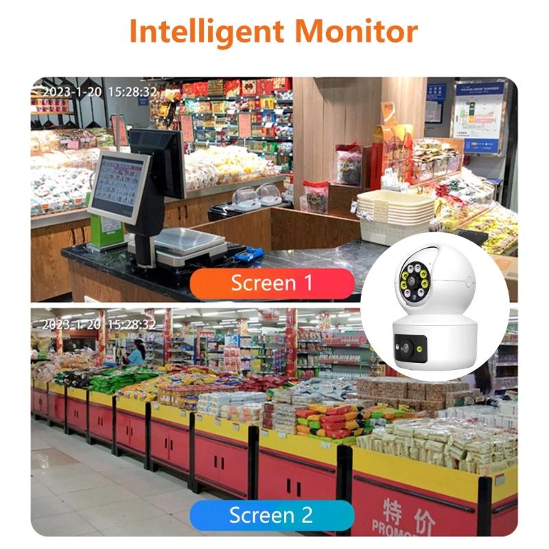 Indoor WiFi Security Camera With 2 Lens, 1080P, Colorful Night, Motion Detection, Two Way Talk, for Home Safety