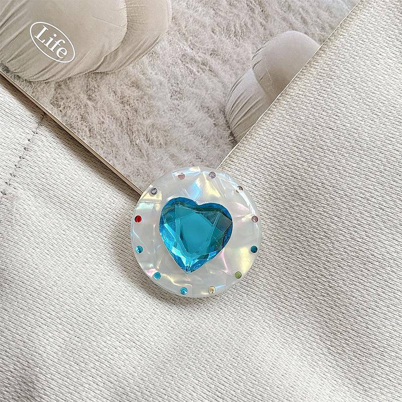 Colorful Heart Gem Rhinestone Magnetic Phone Holder with MagSafe-Compatible Retractable Finger Ring