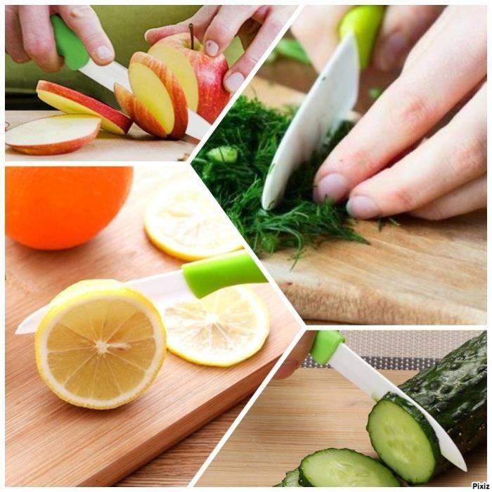 Set of 3 Knives - Ceramic - Green - Ergonomic - with Protective Case - CE Food Grade