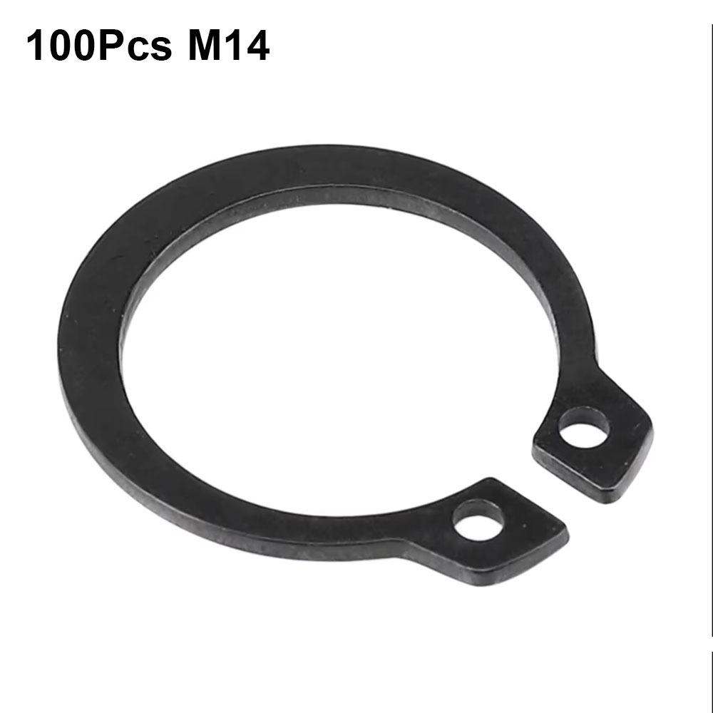 

100 шт. стопорных колец C-образного зажима вала, черное 65Mn внешнее стопорное кольцо для вала подшипника 100Pcs M14