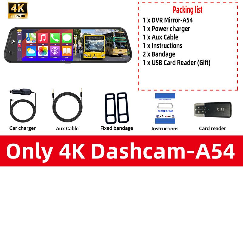 E-ACE 9.66 inch Dash Cam 4K HD WiFi Driving Recorder Carplay & Android Auto Night Vision Recorder Car DVR
