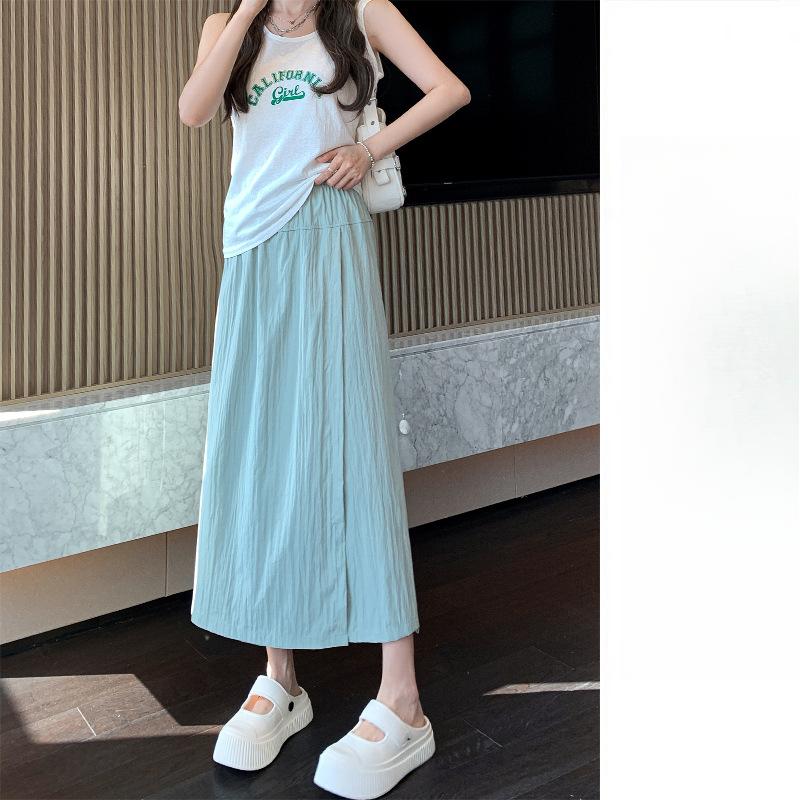 Sommer Schlitz Hüftrock Hochtailliert Anhänger Weitbeinige Hose