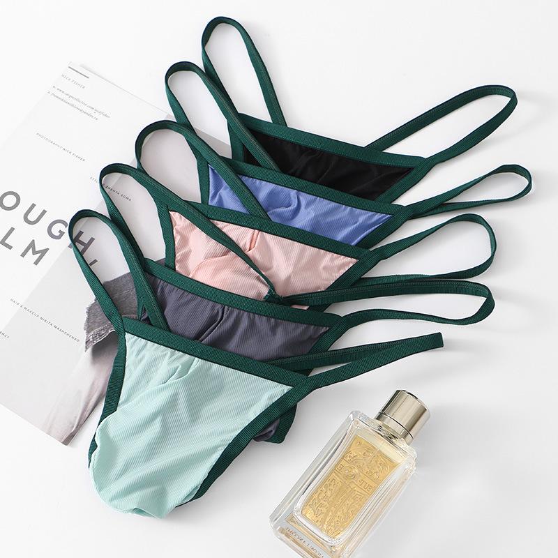Men Spring and Summer Sexy Sexy Ice Silk Ultra-thin Buttock Thong Underwear
