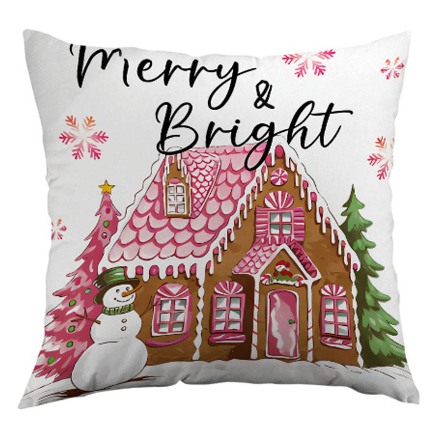 Christmas Snowman Polyester Cushion Cover For Living Room Decor