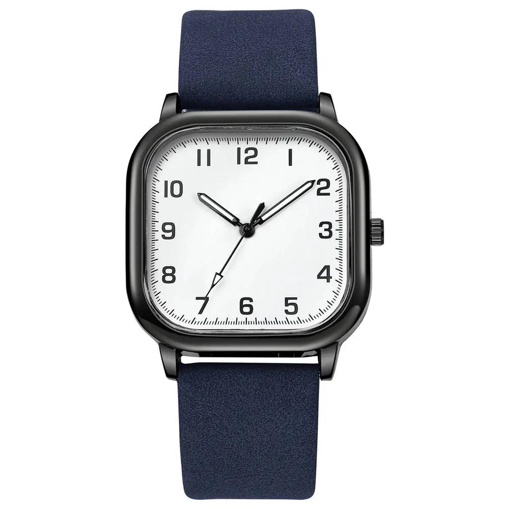 1/3PCS Men Fashion Business Watches Square Arabic Dial Quartz Watch Casual Leather Band Wristwatch for Men Clock (Without Box)