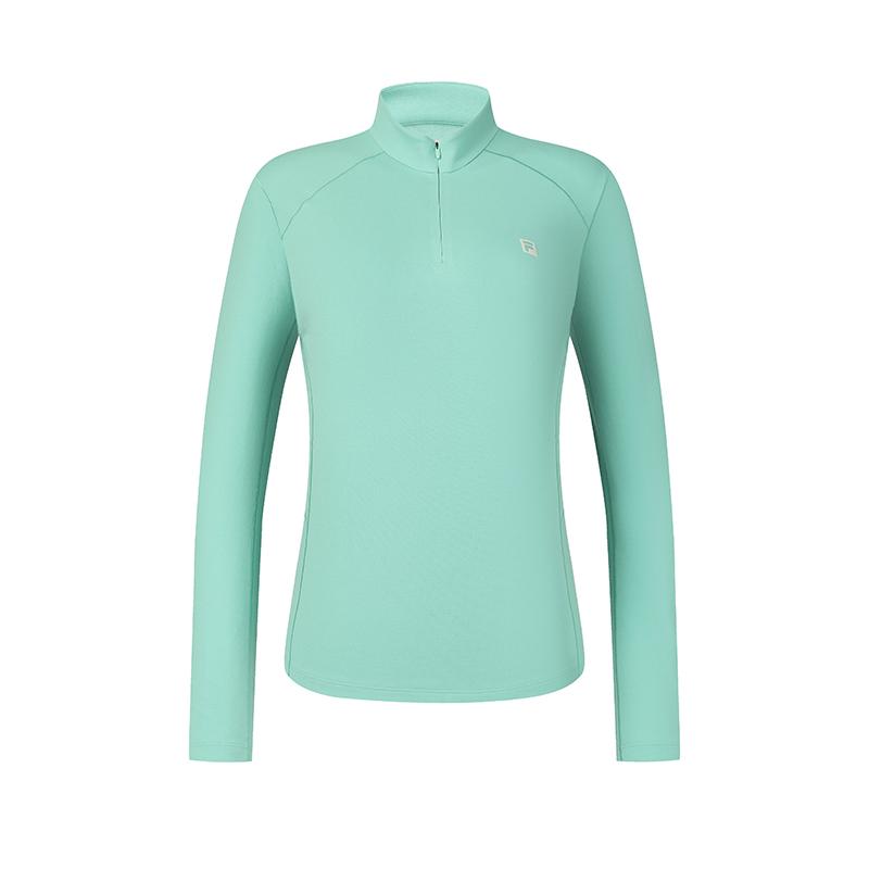 Fila Stand Collar Half Zip Knit Long Sleeve T-Shirt Women Tops Gray-Green A11W517203FGN