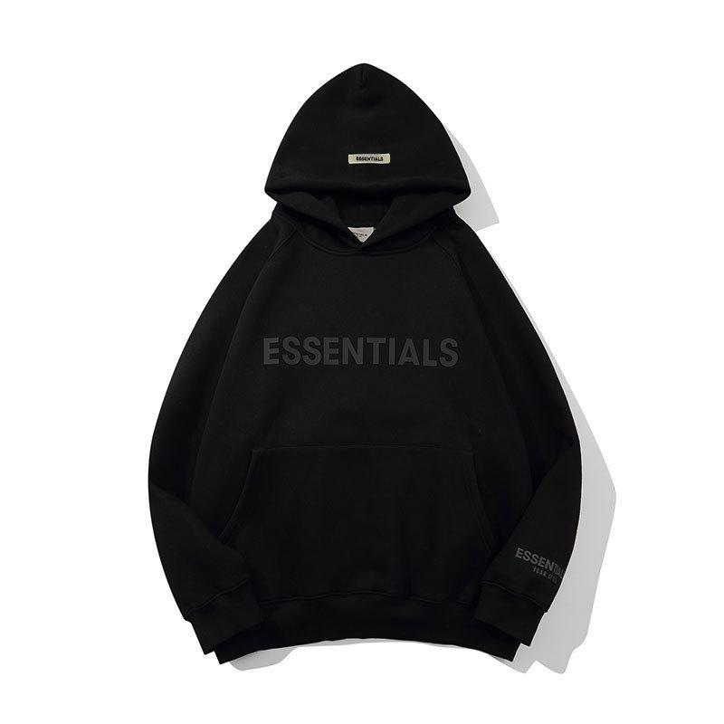 

FOG Essentials Reflective Letter Hoodie - Unisex Trendy Loose Fit with Velvet Lining. L
