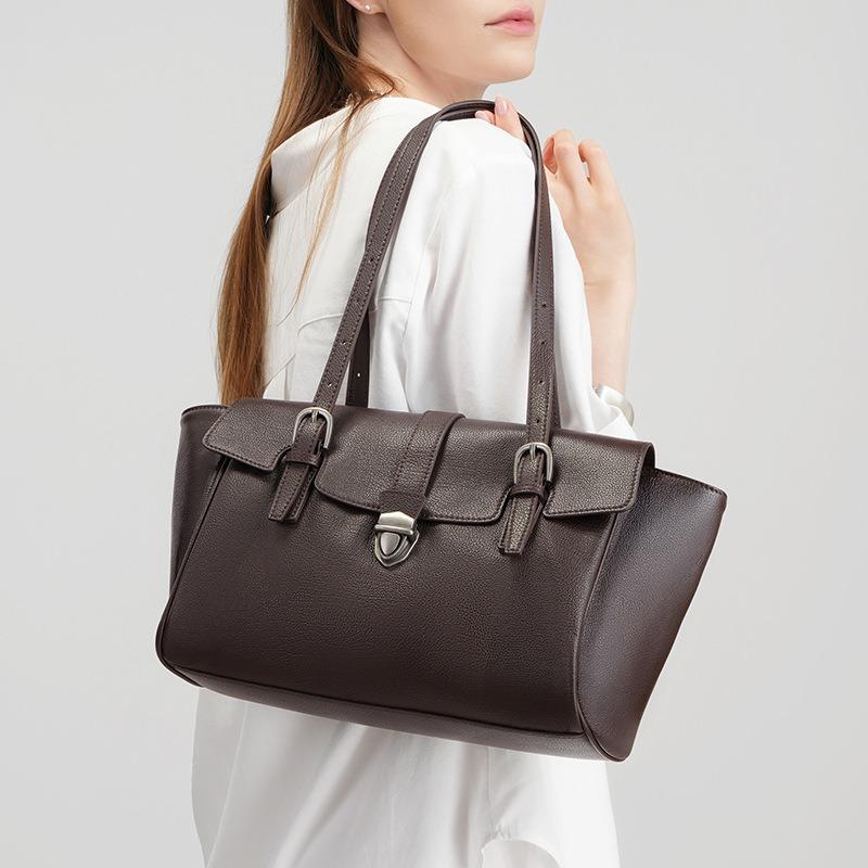 Vintage Damen Aktentasche Leder Pendler Handtasche Damen Großes Fassungsvermögen Design Sinn Nische High-End Sinn Umhängetasche