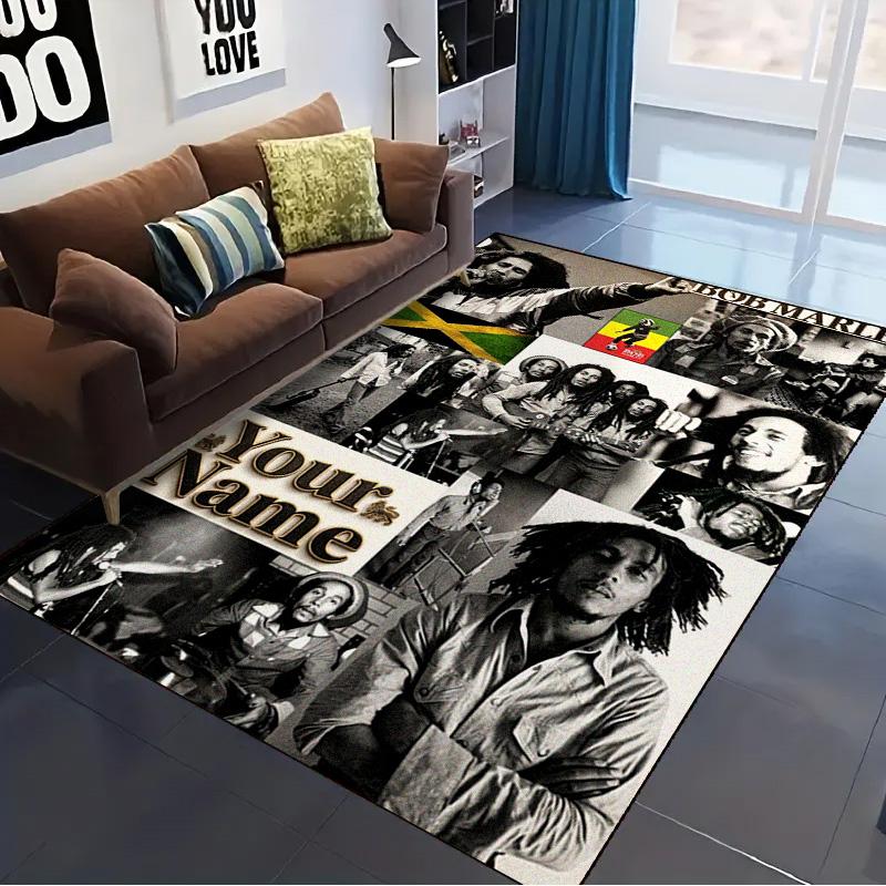 Name Custom Bob Marley Poster Carpet Rug for Living Room Bedroom Home Sofa Decoration,Kids Play Non-slip Floor Mat