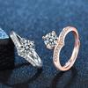 Heart-shaped Jewelry Women's Finger Ring, Elegant Wedding Ring with Six Claws and Simple Heart Design, Women's Engagement Ring Accessory
