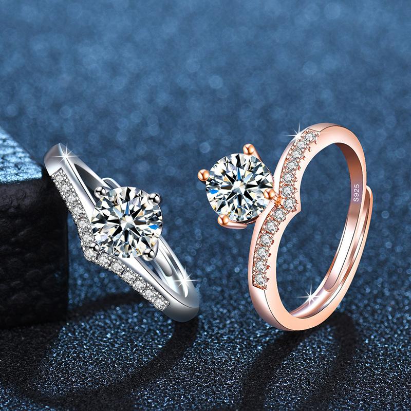 Heart-shaped Jewelry Women's Finger Ring, Elegant Wedding Ring with Six Claws and Simple Heart Design, Women's Engagement Ring Accessory