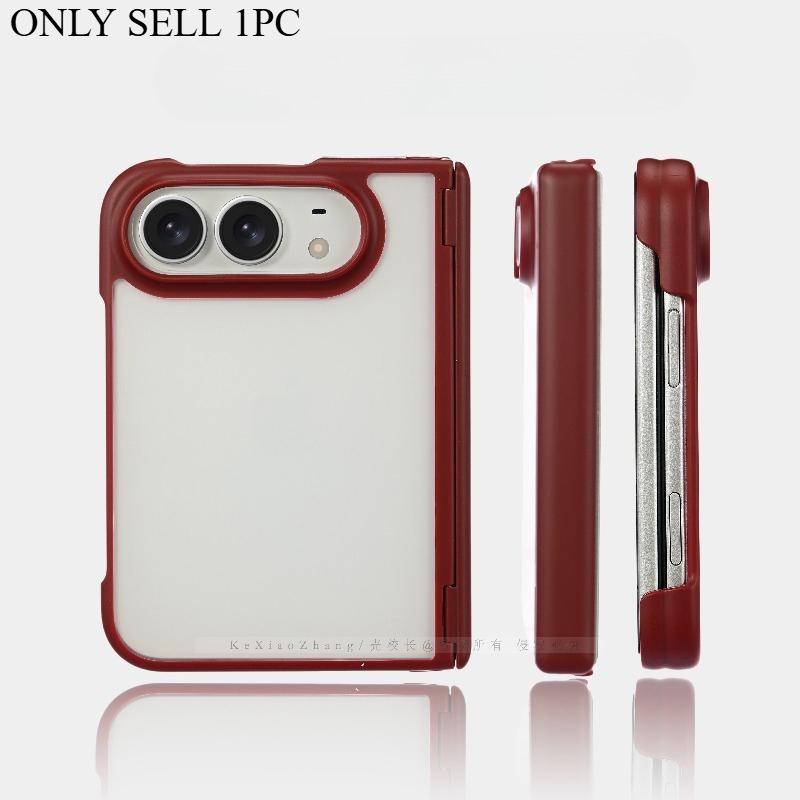 For iPhone Duo 18 Fold Case Matte Transparent Acrylic Skin Feel Phone Cover Equipped With Central Hinge Protection Back Shell