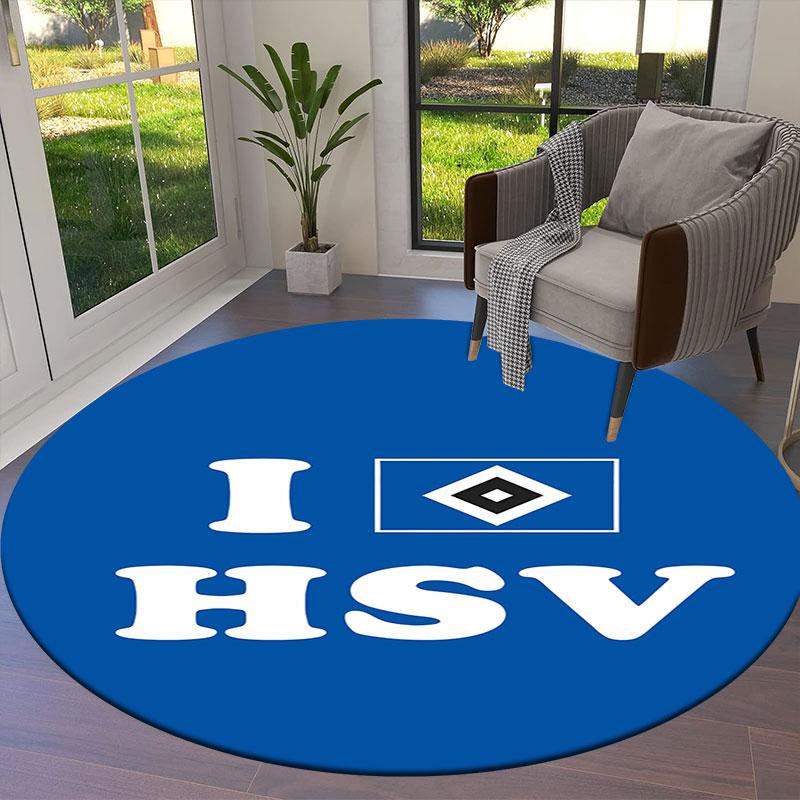 Hamburger SV Round Area Rug,Carpet Rug for Living Room Bedroom Sofa Playroom Decor,Non-slip Floor Mat