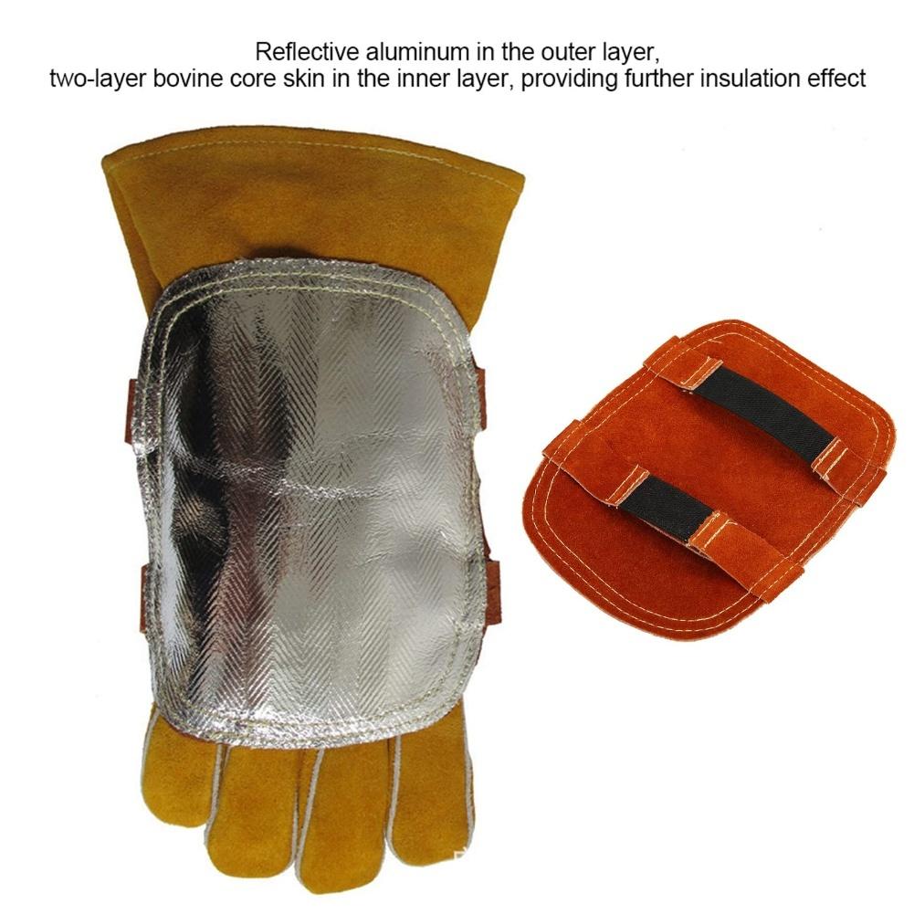 Thermal Insulated Welding Protective Hand Shield with Fire Resistant Cowhide and Aluminum Coating for Industrial Use