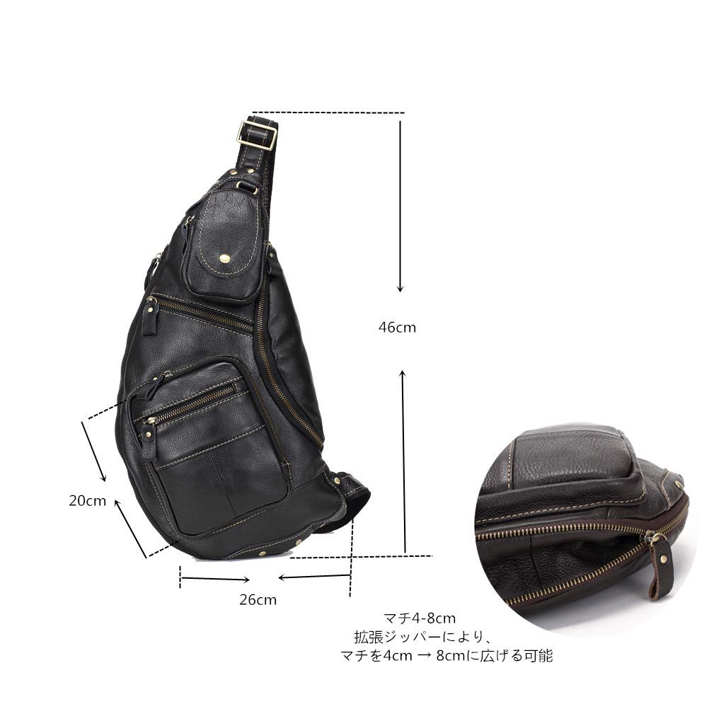 Meigardass Genuine Leather Crossbody Bag for Large Expandable Cowhide iPad and Folding Umbrella Storage Men, Capacity, Gusset, One-Shoulder Bag,