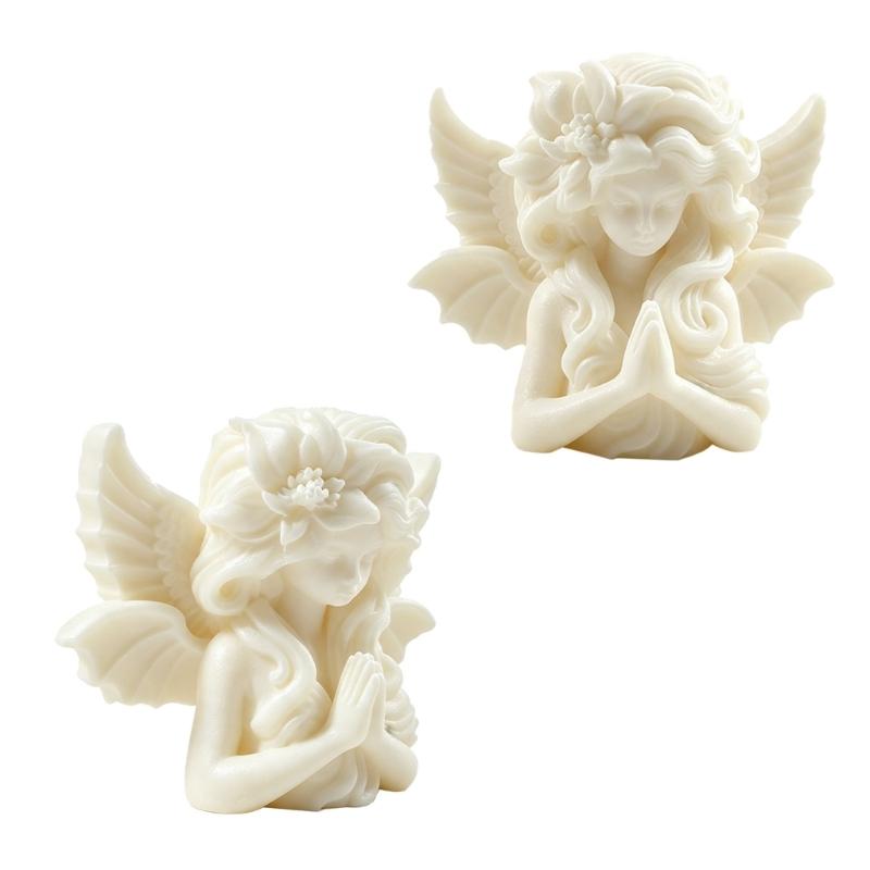 Flexible Praying Angel Mould for Candle Making, Silicone Casting Tool Easy Release Mould for Wax, Plasters, Resin Figure, Craft Project