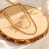 Stainless Steel Double Layer Stacking Necklace for Women Lip Chain and Olive Bead Chain Necklaces Elegant Jewelry Gift