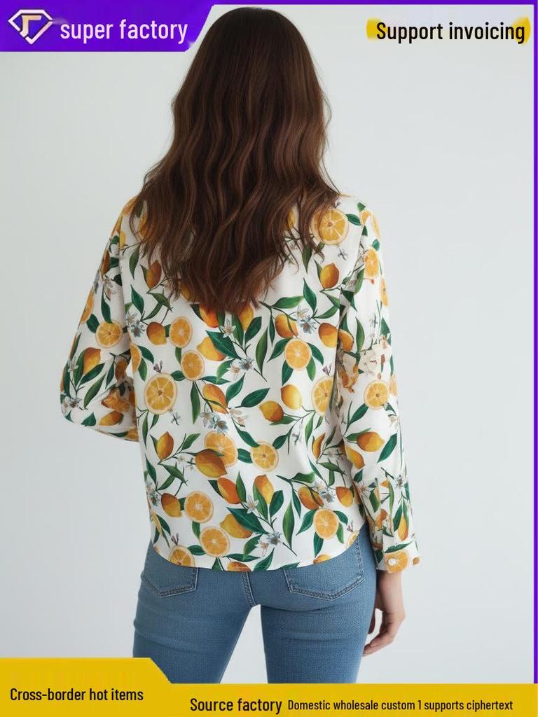 2026 Orange Element Niche Design Loose Long-Sleeve Shirt for Spring/Summer