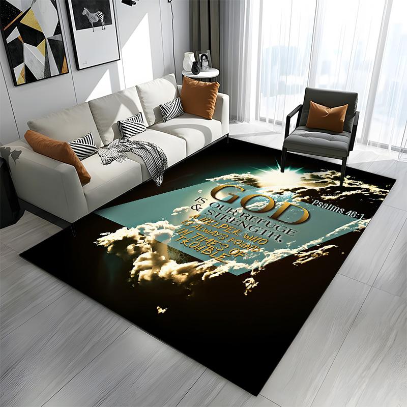 "God Is Our Refuge - Psalms 46:1" Patterned Carpet a Non Slip Rug Suitable for All Seasons and Any Setting, Gift