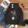 Healing People and Dogs Holding Hands Love Paw Prints Back Hat Top Printing Hooded Sweater Loose Shoulder Same for Men and Women