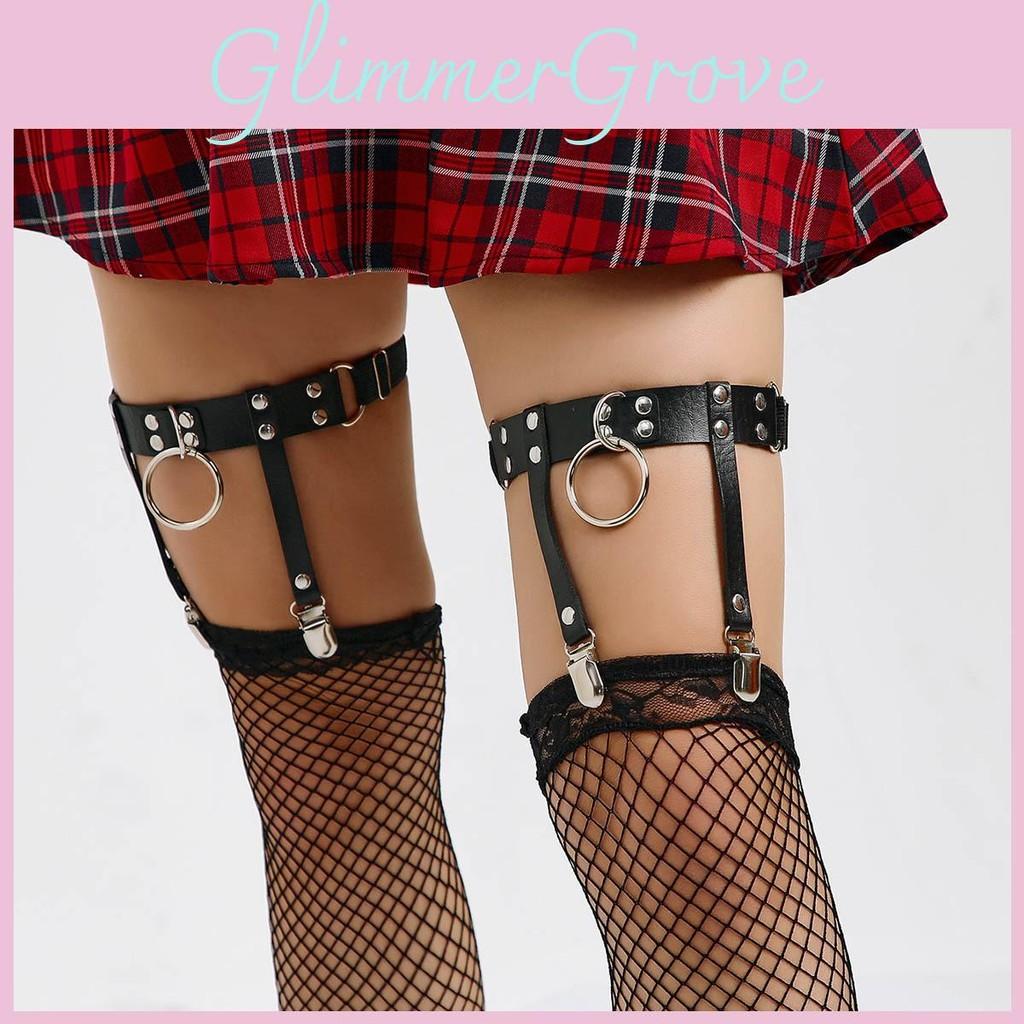 Style Ladies Punk Leg Ring With Metal Leather Y2k Fetish Garters For Party Wear